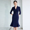 IWY/春装新款职业连衣裙女时尚通勤西装裙气质百搭藏青色工作服Q1272 商品缩略图3