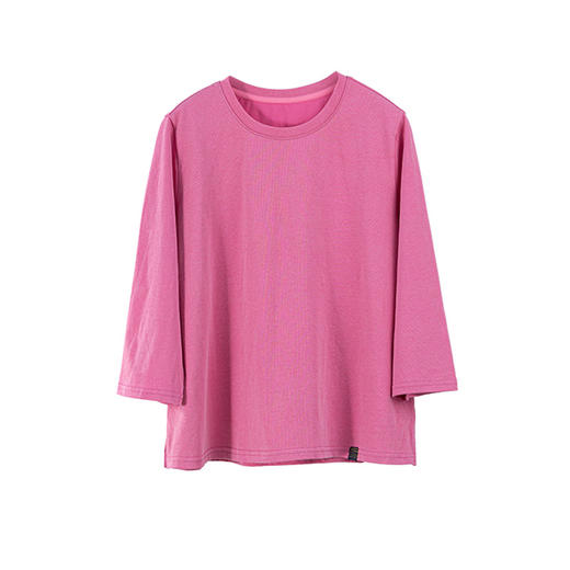 * 绽放104朵/2025春夏纯棉炒盐洗褪工艺圆领下摆拼布绣花长袖T恤 商品图4