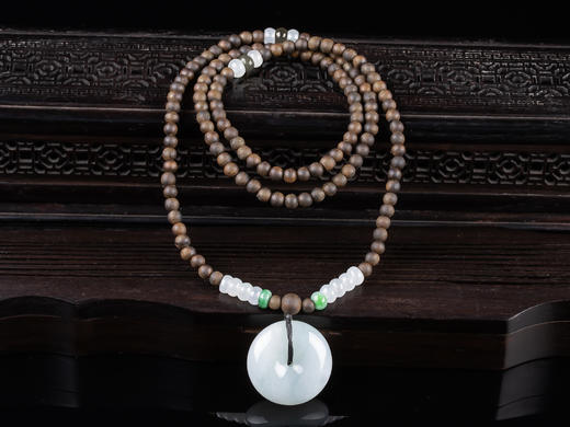 XY0019原创沉香diy翡翠平安扣挂件 商品图0