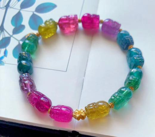 7mm-8mm单圈彩虹碧玺貔貅手链 商品图3