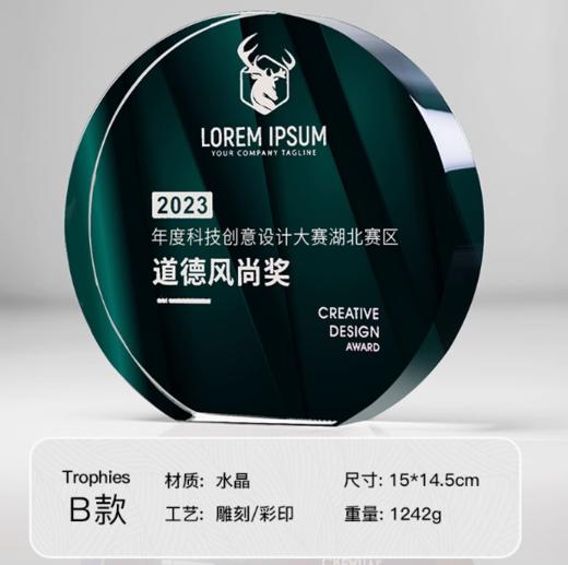 水晶奖杯定制定做高档创意彩印刻字荣誉奖牌年会优秀员工颁奖订制 商品图6