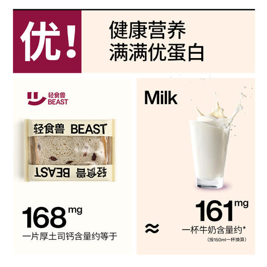 【轻食兽】厚切牛乳吐司 490g/箱7包 黑麦西梅/北海道黑巧牛乳/北海道红豆牛乳 商品图2