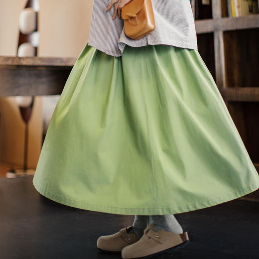 马登春日慢人风百褶伞裙日系A字工装裙温柔浅春系多巴胺半身裙女 商品图2
