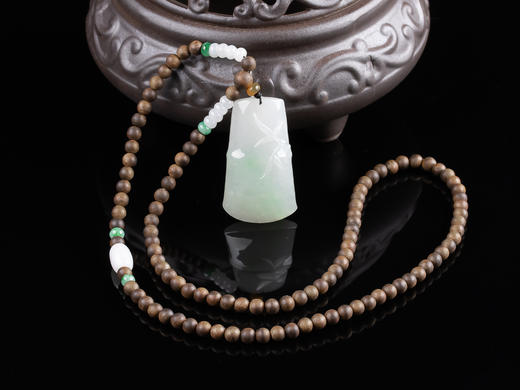 XY0027原创沉香diy飘色翡翠大竹节挂件 商品图0