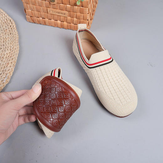 清完下架【意迪森】B25春季一脚蹬妈妈鞋平底飞织中老年布鞋软底懒人百搭女鞋 商品图3