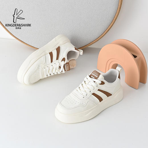 经典鲨2025年春季新品男士韩版时尚拼色平底系带小白鞋休闲鞋KF11-513011 商品图0