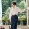 OLrain欧芮儿粉色蕾丝雪纺衫女初秋2023年新款宽松木耳边减龄小衫 商品缩略图1