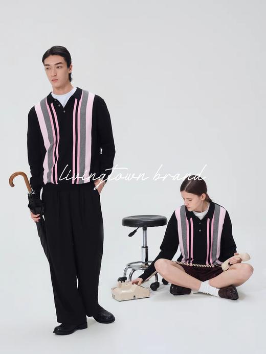 LIVINGTOWN/LT老钱风复古长袖POLO 商品图1