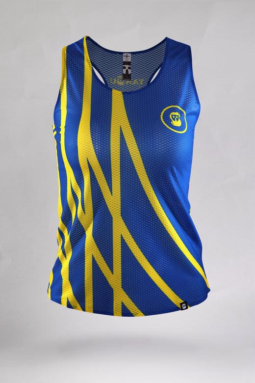 严素跑步背心，蓝色赛道,蓝黄男/女款，轻量，快干，严素态度 商品图2