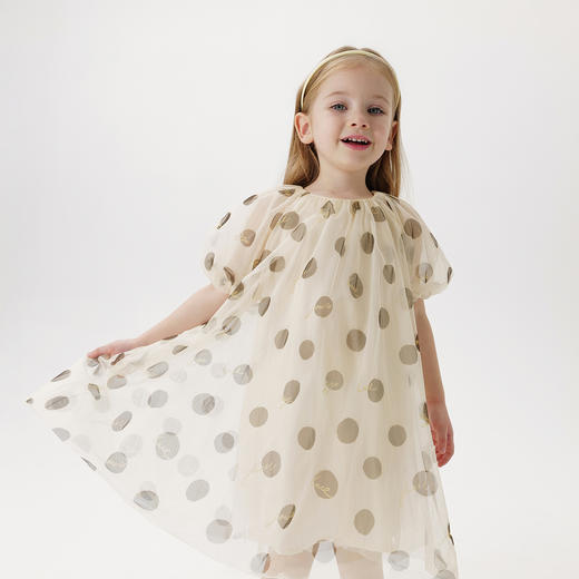 【马克珍妮 芦芙】女童波点网纱泡泡袖连衣裙儿童裙子夏装240729 商品图2