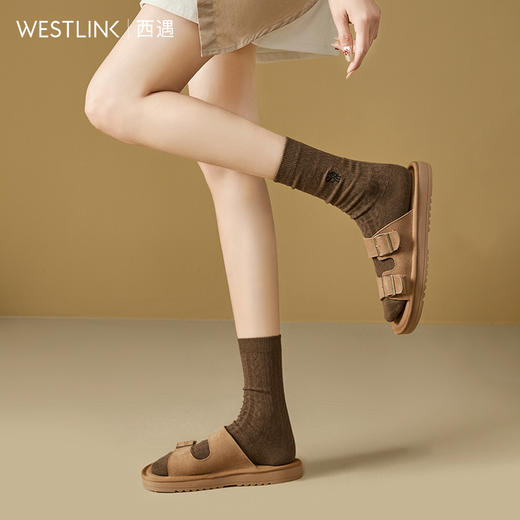 西遇厚底勃肯鞋凉拖鞋女新款夏季日系复古海边沙滩鞋外穿凉鞋V0056421 商品图2