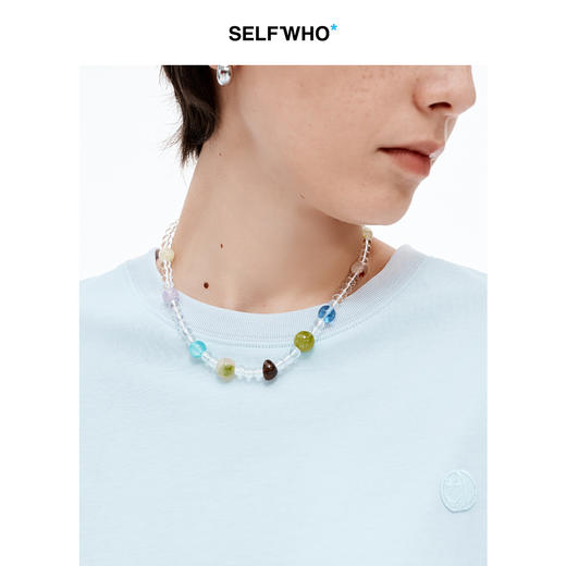 SELFWHO彩色玻璃石头贝壳串珠项链配饰女2025夏新款合金小众颈链 商品图1