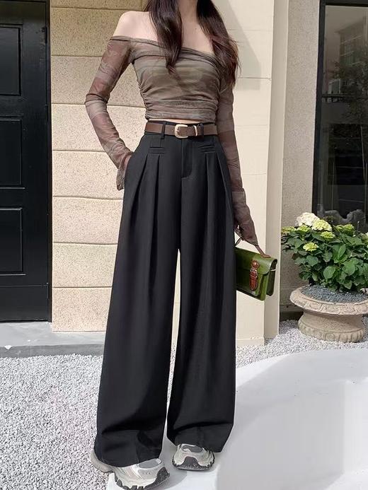 418感恩价【春上新】高级感西装阔腿裤春季宽松显瘦休闲拖地裤5808-喜出 商品图2