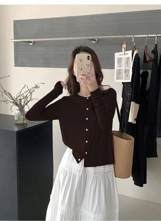 【MIU系法式圆领撞色开衫】韩系女神风格，上身秒变纸片人，进口莱赛尔+醋纤+美利奴羊毛面料，触感亲肤，4色任选，通勤休闲都适配长裤/长裙/短裤/短裙随便搭 商品图1