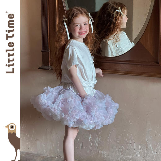Littletime女童半身裙2025新款夏装小女孩公主风立体网纱tutu半裙 商品图2
