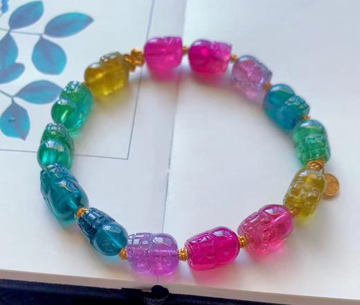 7mm-8mm单圈彩虹碧玺貔貅手链 商品图4