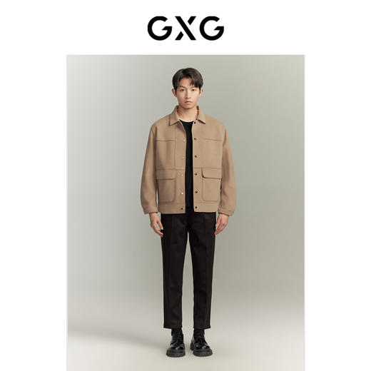 GXG【热卖推荐】冬季热卖简约休闲毛呢短款大衣外套男夹克大衣 商品图1