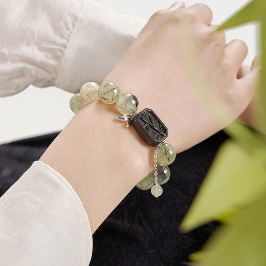 大英博物馆 东方梦境系列 竹夜清风葡萄石 黑檀木 手链 商品图3