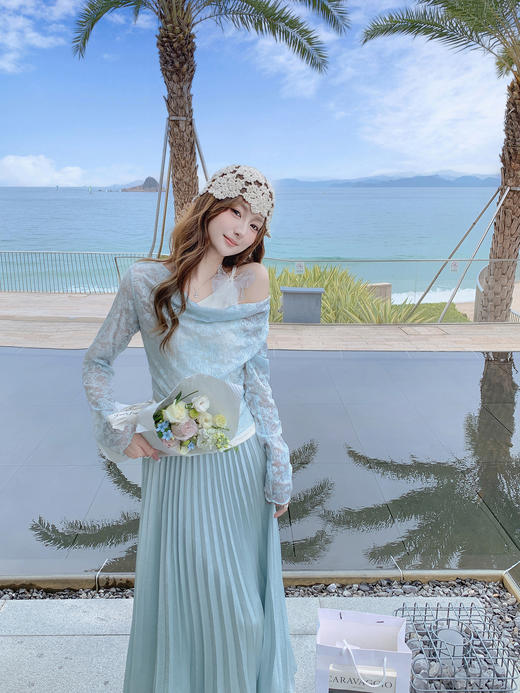 张心子【摇曳鱼尾】高腰弹力酸缎面百褶裙半身裙 U2502042 商品图11