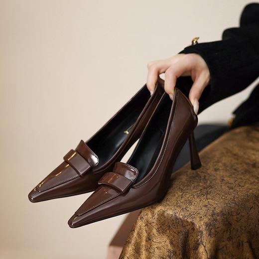 【预售5天】职场高跟鞋春秋真皮百搭单鞋细跟尖头深口工作鞋女黑色皮鞋HCYYHD&5810 商品图3