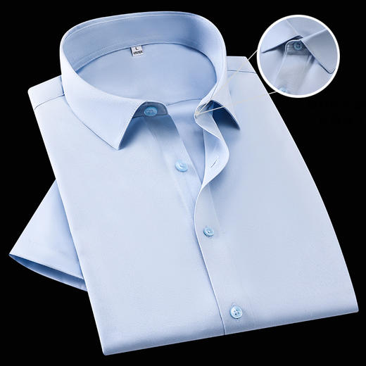 【竹纤维】【DKP】大依优型大码短袖衬衫翻领休闲纯色半袖男宽松商务上衣胖子加肥加大 商品图1