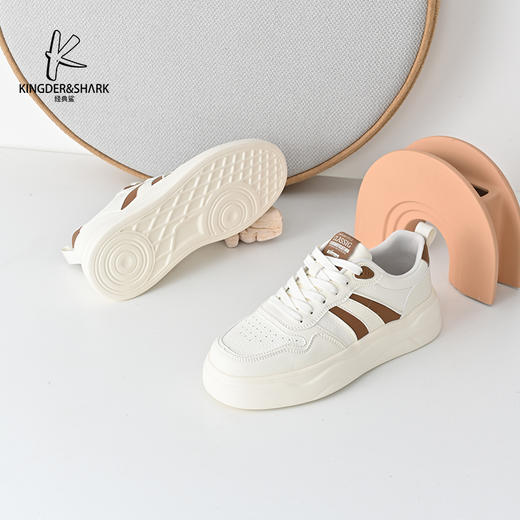 经典鲨2025年春季新品男士韩版时尚拼色平底系带小白鞋休闲鞋KF11-513011 商品图3