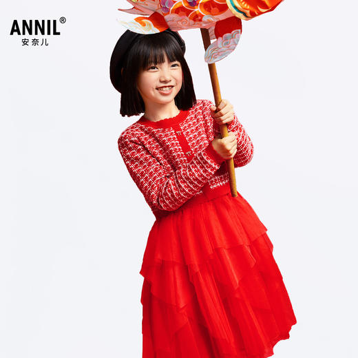 女童针织连衣裙春季新款安奈儿童装EG514005 商品图1
