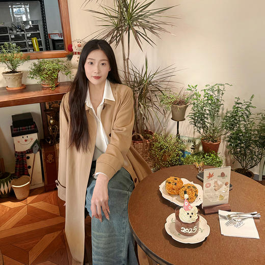 火桐hooton 露珠系列 2025新款丝羊毛精纺长款风衣ZB7010 商品图4