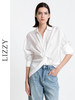 LIZZY春夏休闲时尚天丝V领扭结设计衬衫 商品缩略图0