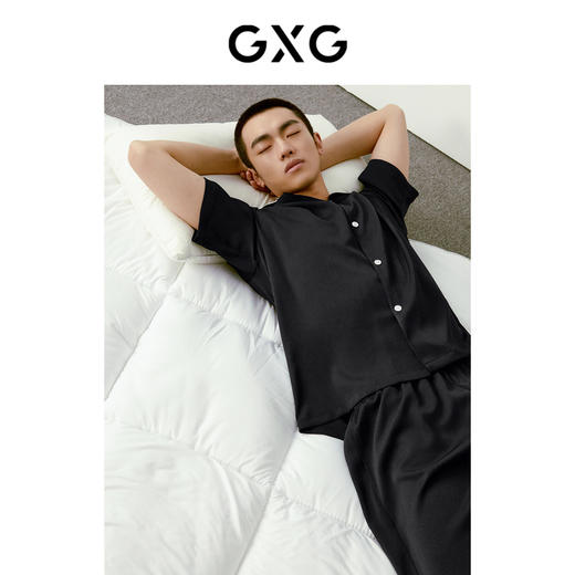 GXG男士家居服轻薄肌理感短袖短裤睡衣男翻领居家套装季热卖 商品图2