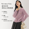 VICTORIA&VERA春季“山茶漫记”香芋紫宽松慵懒风圆领金扣小香羊毛针织开衫 商品缩略图0