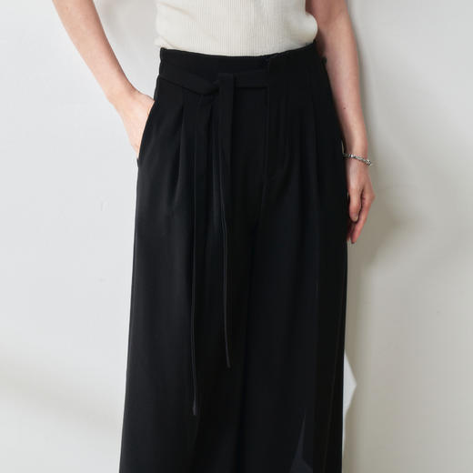 25春夏设计感系带长裤垂坠感不易皱高腰显瘦直筒拖地阔腿裤！ 商品图1