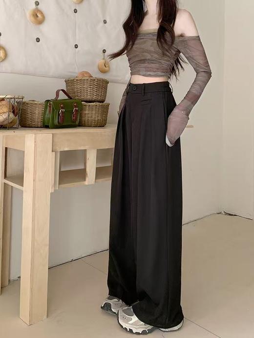 418感恩价【春上新】高级感西装阔腿裤春季宽松显瘦休闲拖地裤5808-喜出 商品图4