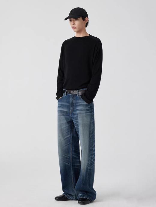 Simple Project/K25200/深蓝猫须水洗直筒牛仔裤 商品图4