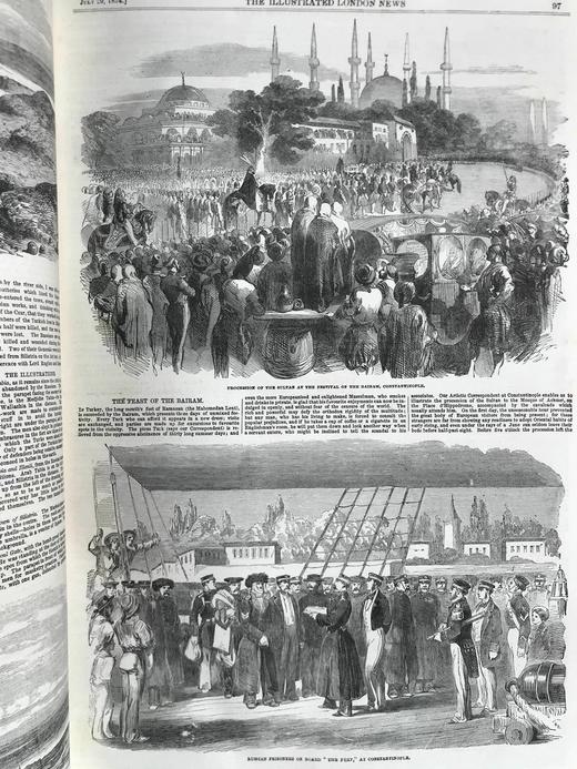 41.5*29cm！1854年 伦敦新闻画报 数百幅版画插图 真皮精装8开 商品图12