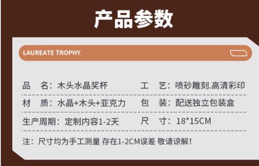 实木水晶奖杯定制创意国潮新款山峰团队销售冠军国风木质奖牌定做 商品图1