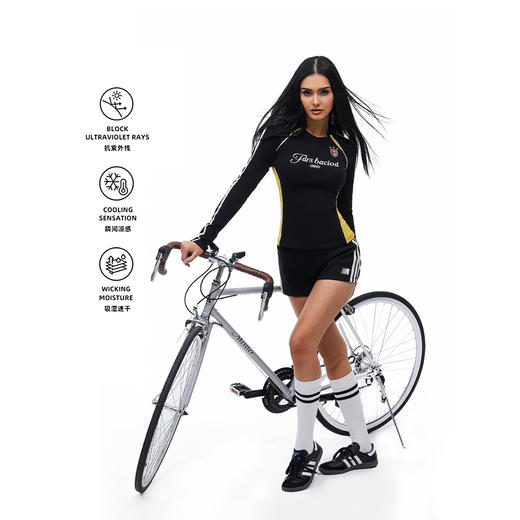 FDR官方店 复古户外运动拼接织带长袖T恤女秋季速干骑行修身上衣 商品图0