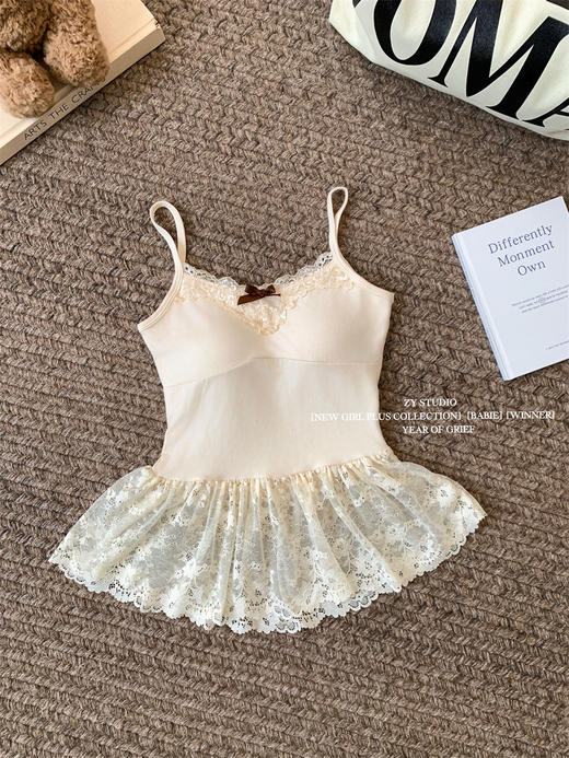 【GZ】无忧购蕾丝花边长裙打底吊带胸垫1096 商品图13