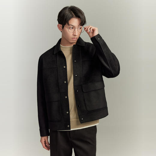 GXG【热卖推荐】冬季热卖简约休闲毛呢短款大衣外套男夹克大衣 商品图2