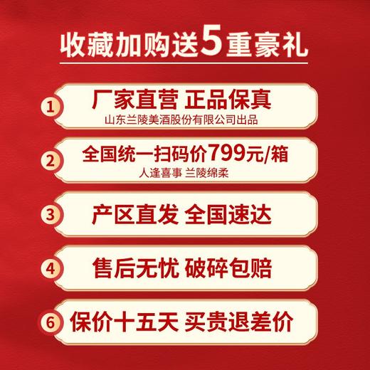兰陵 50度绵柔陈香 纯粮酿造浓香型白酒 喜宴老字号500ml*6整箱装 商品图8
