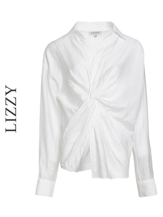 LIZZY春夏休闲时尚天丝V领扭结设计衬衫 商品图4