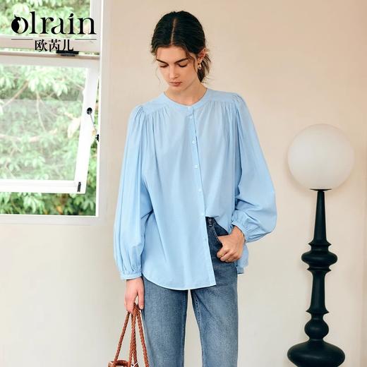OLrain欧芮儿法式长袖衬衫女春季2025新款别致复古灯笼袖宽松衬衣 商品图0