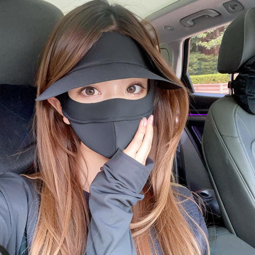 无痕全脸防晒口罩防晒面罩围脖式脸罩防紫外线脸基尼遮阳大帽檐 商品图3
