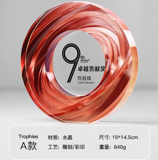 水晶奖杯定制定做高档创意彩印刻字荣誉奖牌年会优秀员工颁奖订制 商品图6