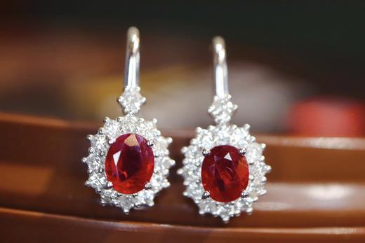 0.85ct刻面红宝石耳坠 商品图1