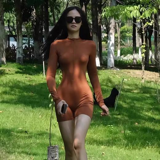 跃牌【安琪拉系列】新款欧美运动连体衣长袖健身外穿高弹高强度跑步瑜伽连体短裤夏LTY-012 商品图1