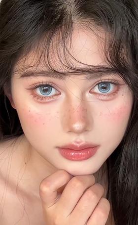 flowercolor 半年抛美瞳 泪钻冰蓝 直径14.5mm着色13.8mm