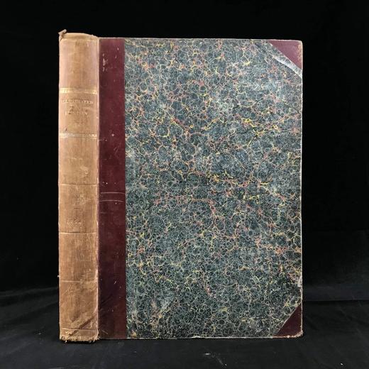 41.5*29cm！1854年 伦敦新闻画报 数百幅版画插图 真皮精装8开 商品图0