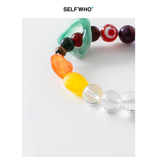 SELFWHO彩色玻璃石头树脂珠子手链女款2025夏新款手串珠小众手饰 商品图2