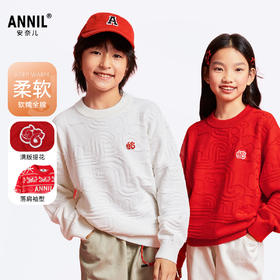 男女童圆领长袖棉线衫春季新款安奈儿童装EM514010